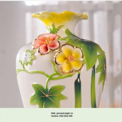 BÌNH THỦ CÔNG HOA ĐẮP NỔI